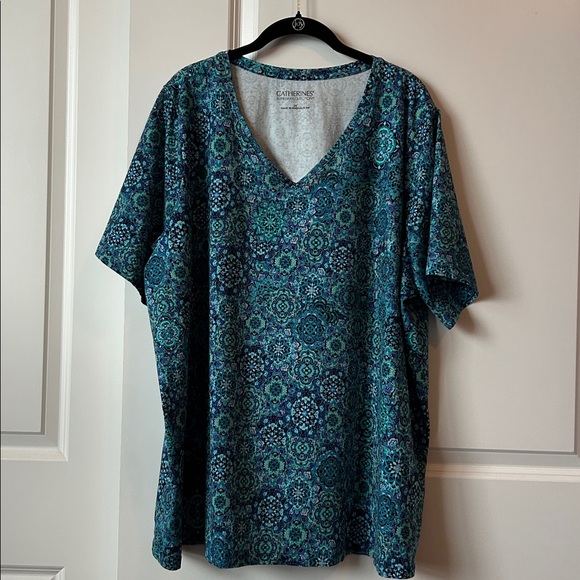 Catherines Tops - Catherines Navy and Teal Top 2x